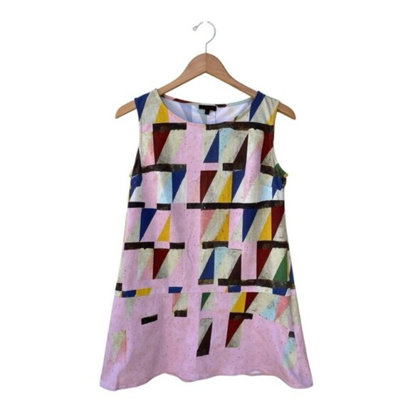 Aventures des Toiles Multicolor Geometric Print Sheath Dress Sz 38/ US 8 - Picture 1 of 11